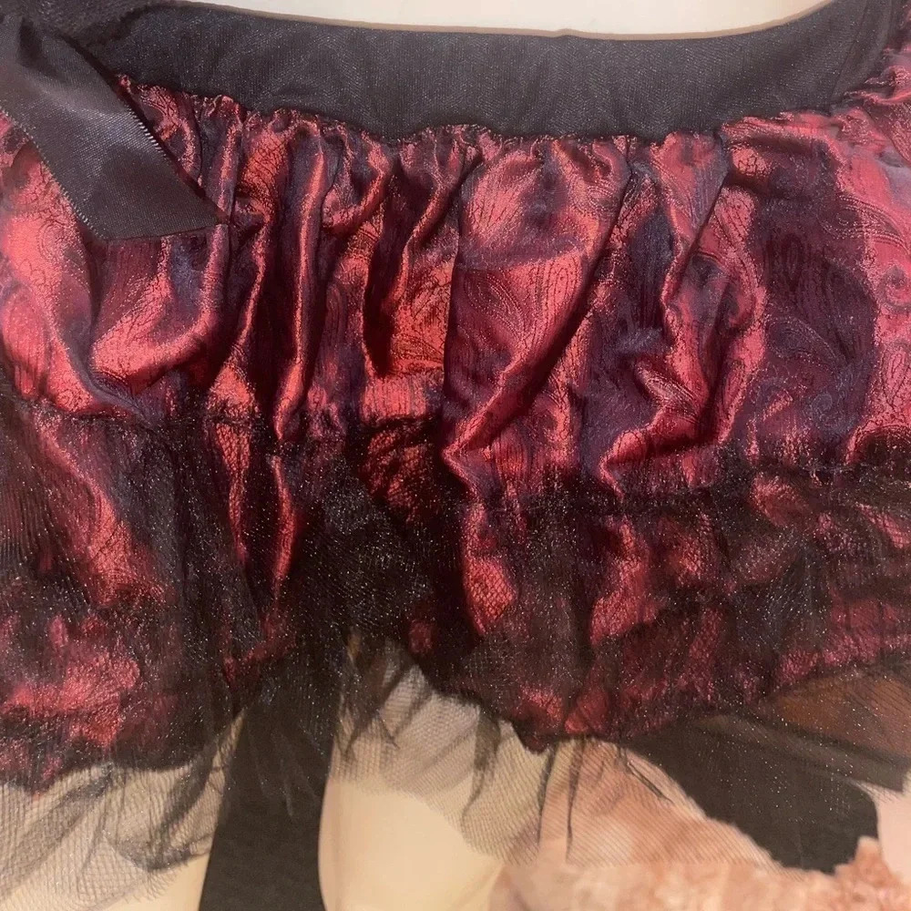 Lolita Ruffle and lace mini skirt in Maroon King Brocade Size Small - Picture 10 of 13